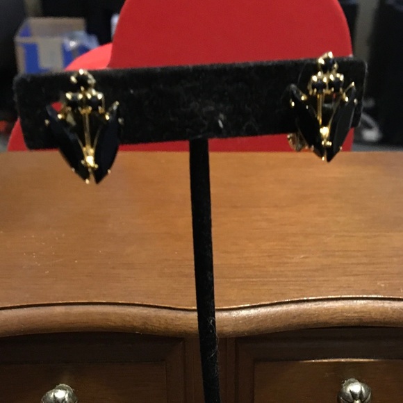 VINTAGE earrings Art Deco floral clips 1940’s look - Picture 2 of 8